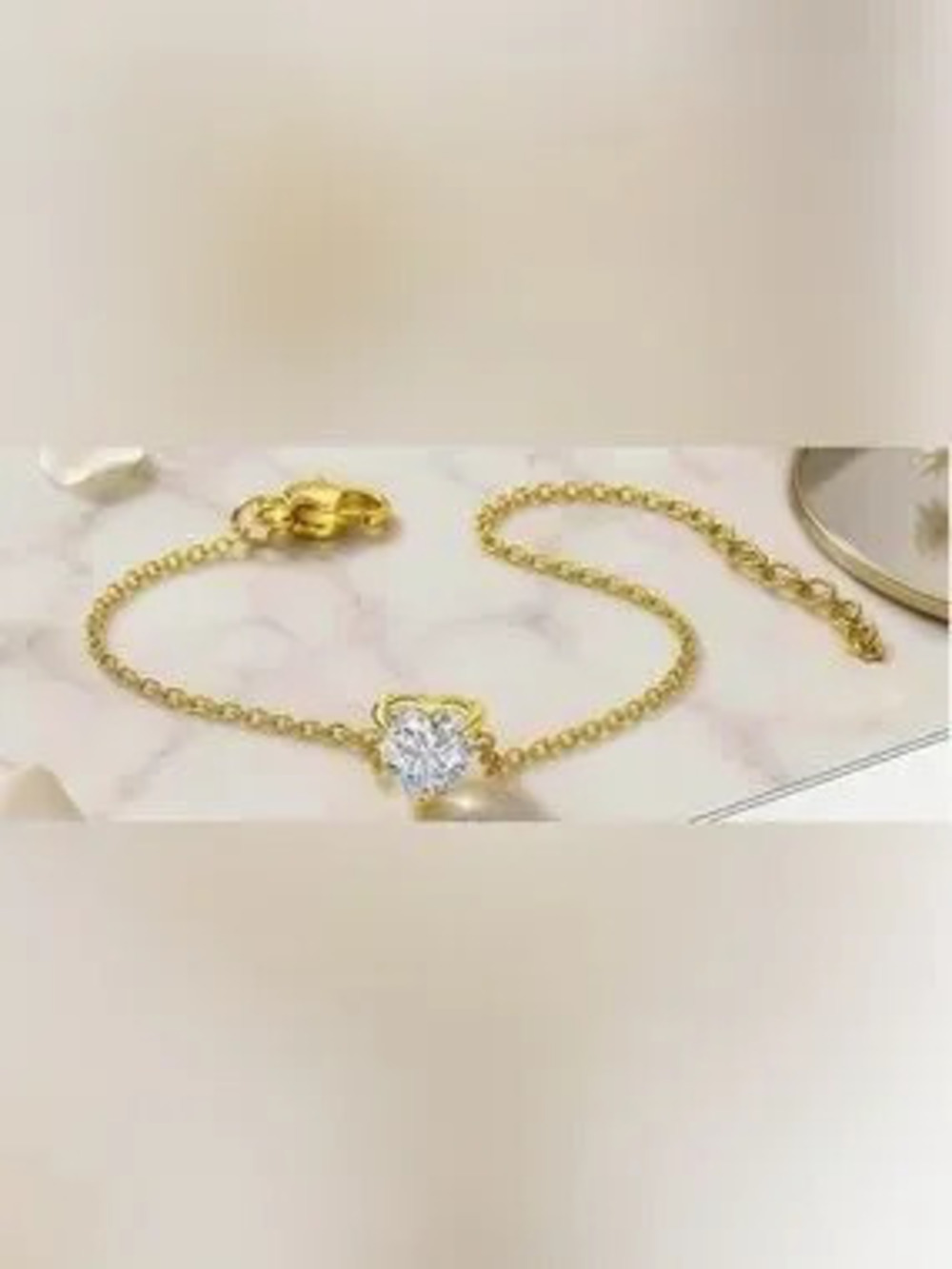 Anthropologie Gold Heart CZ Station Bracelet